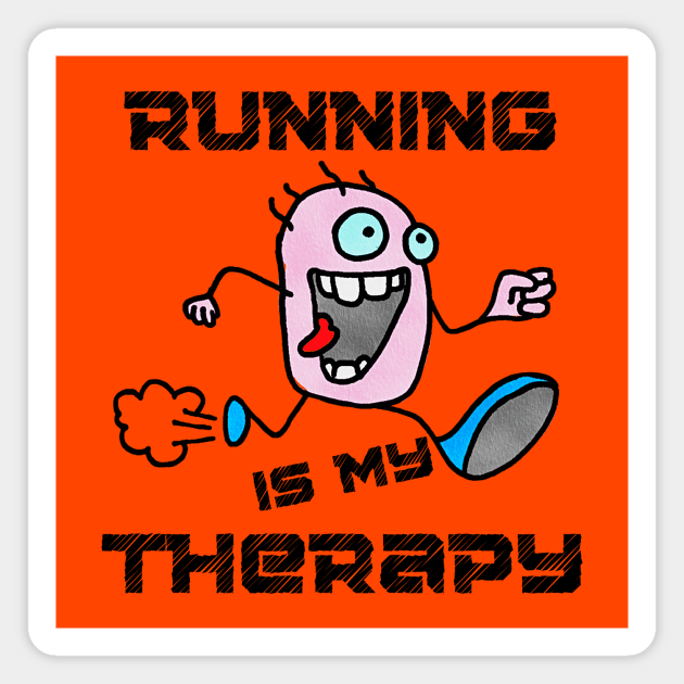 Running is my Therapy (Cartoon Art) Magnet by Dreanpitch